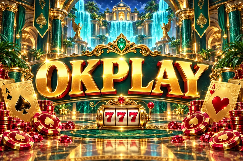 okplay brand artwork in a gold and jewel casino scene — original concept illustration