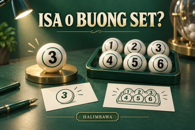 Original lottery illustration: Single number versus full set. Sample labels, not actual results.